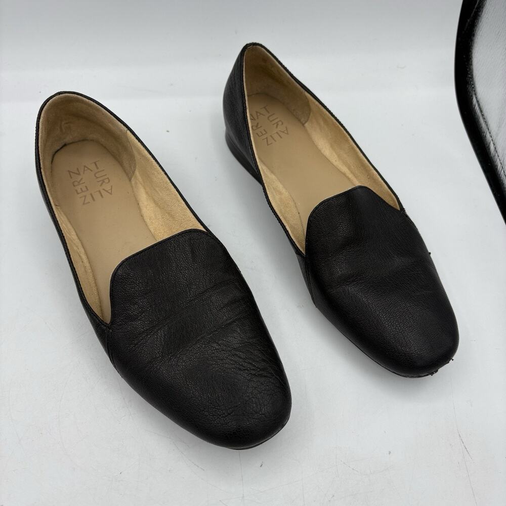 Naturalizer Flats Loafers Womens Size 7 Emiline Black‎ Leather Block Slip On